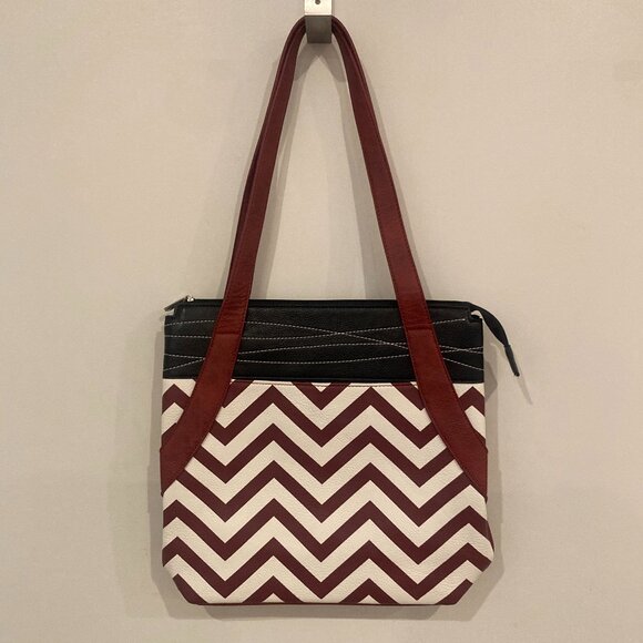 Espe Handbags - Espe Vegan Shoulder Bag - Red, White and Black with Floral Lining